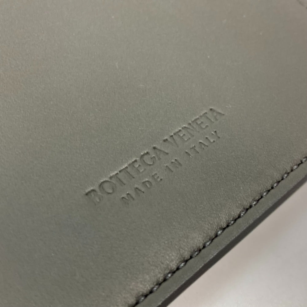 BOTTEGA VENETA 605720 Bifold Intrecciato Leather Pass Case/Business Card Case for Men, Gray