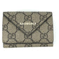 GUCCI 681704 BALENCIAGA Paper Mini Wallet, The Hacker Project Trifold Wallet, GG Supreme Canvas, Unisex, Beige