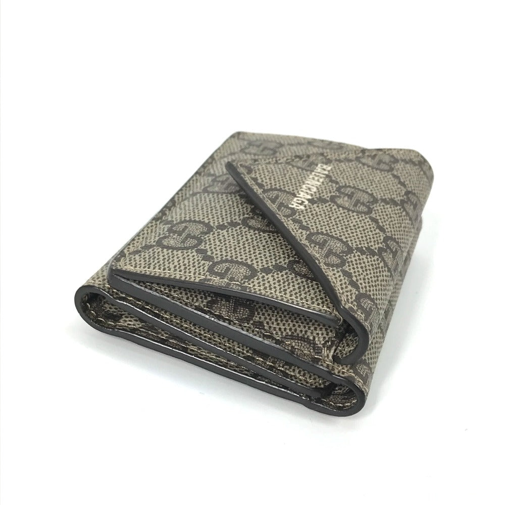 GUCCI 681704 BALENCIAGA Paper Mini Wallet, The Hacker Project Trifold Wallet, GG Supreme Canvas, Unisex, Beige