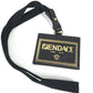 VERSACE フェンディ FENDI コラボ FENDACE フェンダーチェ ネックストラップ付 IDホルダー メデューサ カードケース レザー ユニセックス ブラック