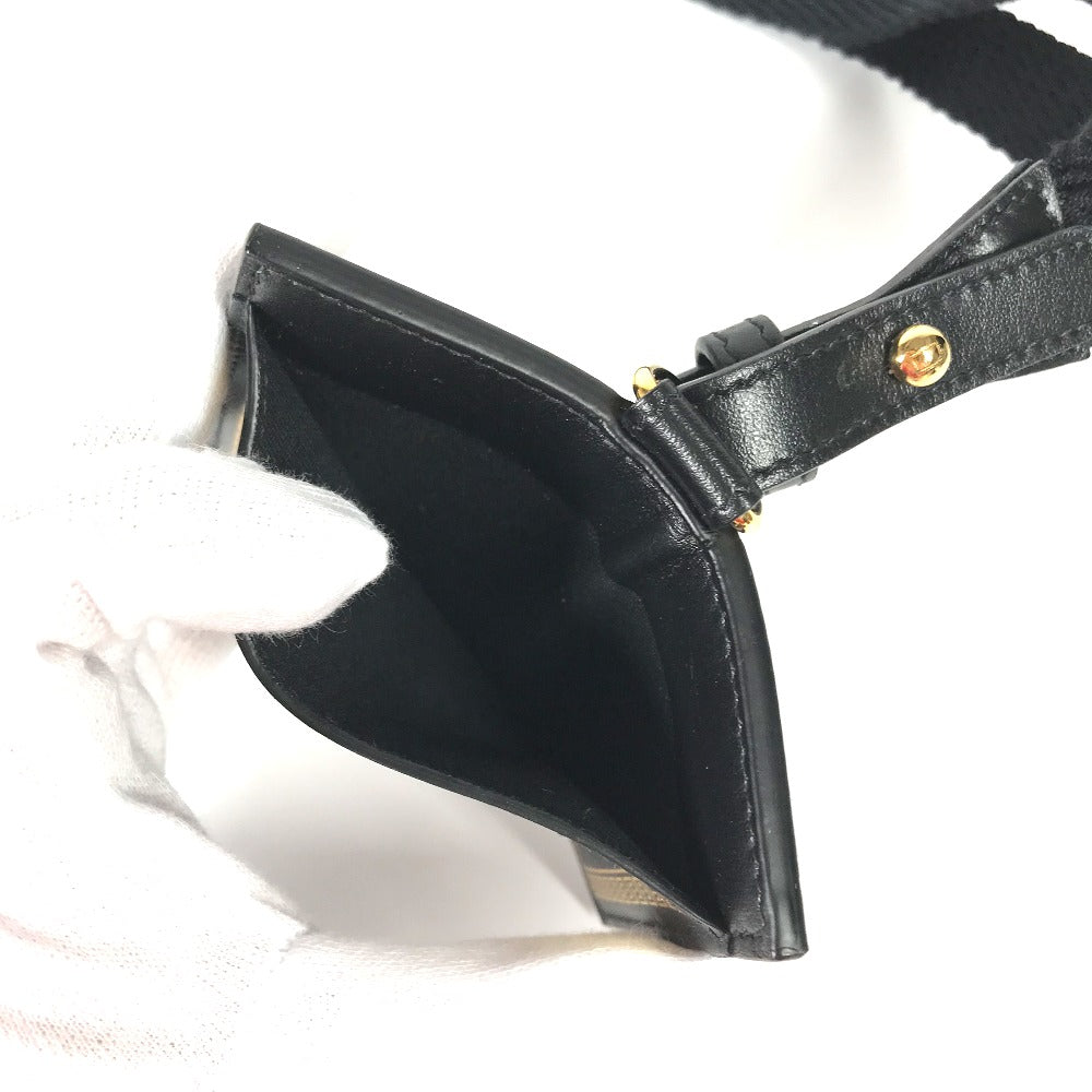 VERSACE フェンディ FENDI コラボ FENDACE フェンダーチェ ネックストラップ付 IDホルダー メデューサ カードケース レザー ユニセックス ブラック
