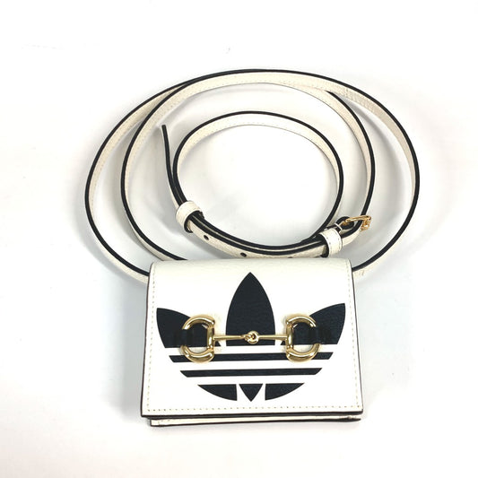 GUCCI 702248 adidas アディダス コラボ ホースビット ショルダーバッグ 斜め掛け 2つ折り財布 レザー メンズ ホワイト