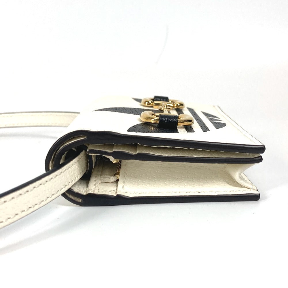 GUCCI 702248 adidas アディダス コラボ ホースビット ショルダーバッグ 斜め掛け 2つ折り財布 レザー メンズ ホワイト