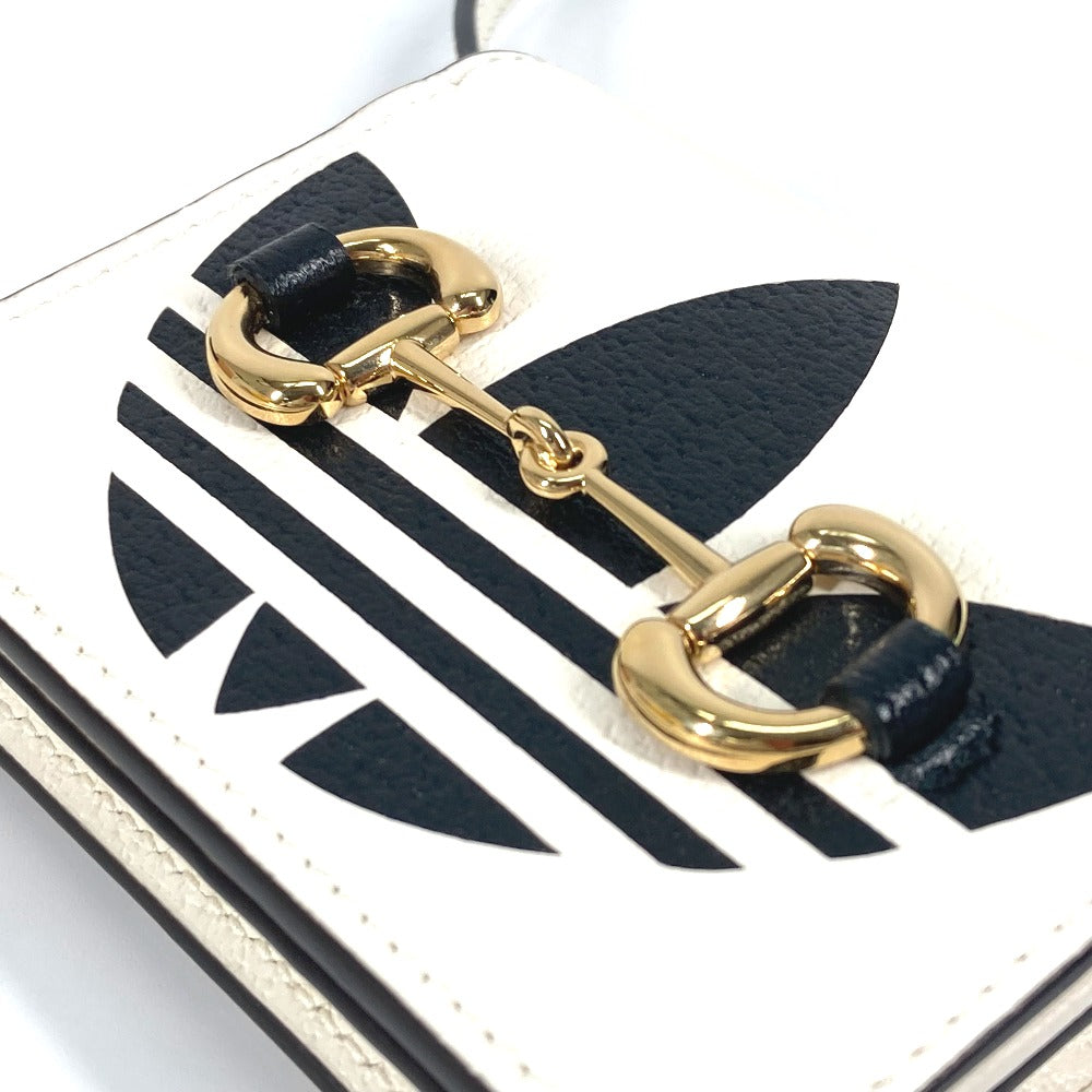GUCCI 702248 adidas アディダス コラボ ホースビット ショルダーバッグ 斜め掛け 2つ折り財布 レザー メンズ ホワイト