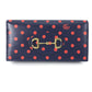 GUCCI 621892 ホースビット 1955 ドット 水玉 チェーンウォレット ショルダーバッグ 斜め掛け 長財布 レザー レディース ネイビー×レッド