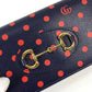 GUCCI 621892 ホースビット 1955 ドット 水玉 チェーンウォレット ショルダーバッグ 斜め掛け 長財布 レザー レディース ネイビー×レッド