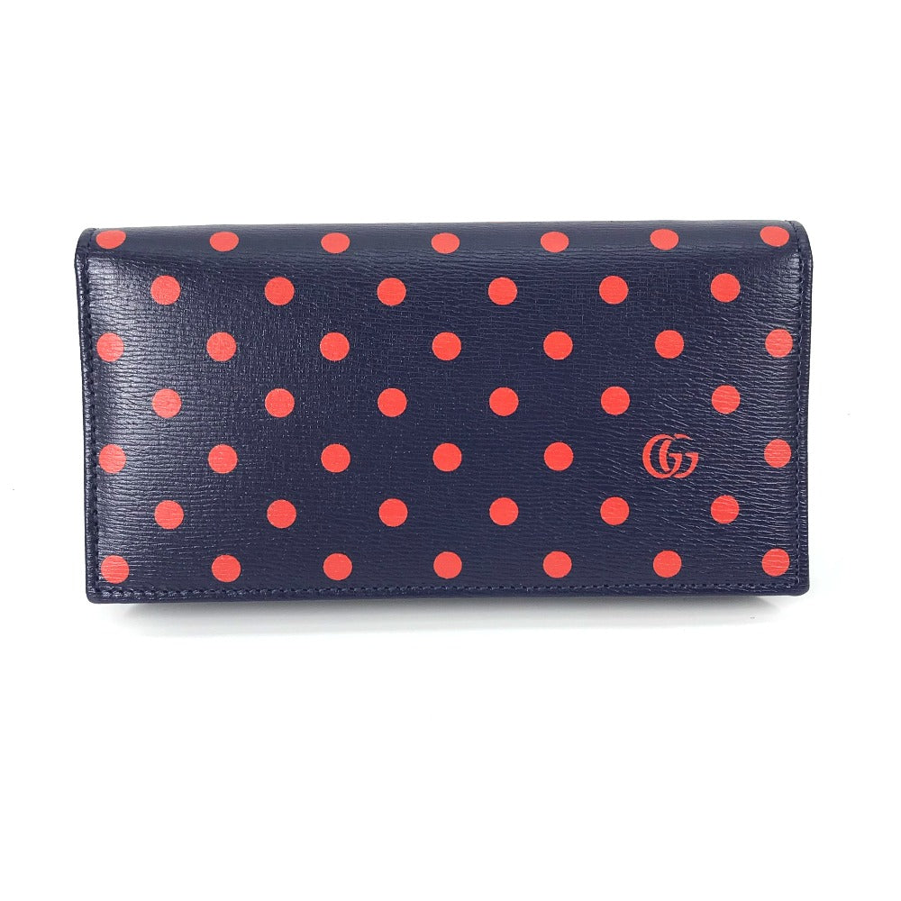 GUCCI 621892 ホースビット 1955 ドット 水玉 チェーンウォレット ショルダーバッグ 斜め掛け 長財布 レザー レディース ネイビー×レッド