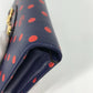 GUCCI 621892 ホースビット 1955 ドット 水玉 チェーンウォレット ショルダーバッグ 斜め掛け 長財布 レザー レディース ネイビー×レッド