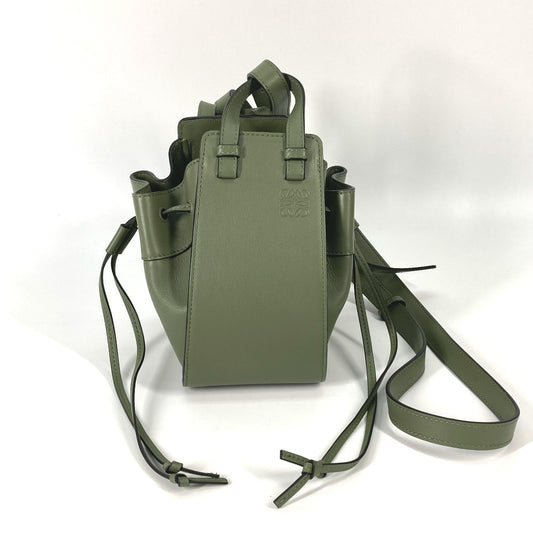 LOEWE Hammock Drawstring Bag, Mini Handbag, Shoulder Bag, Leather, Khaki, Women's