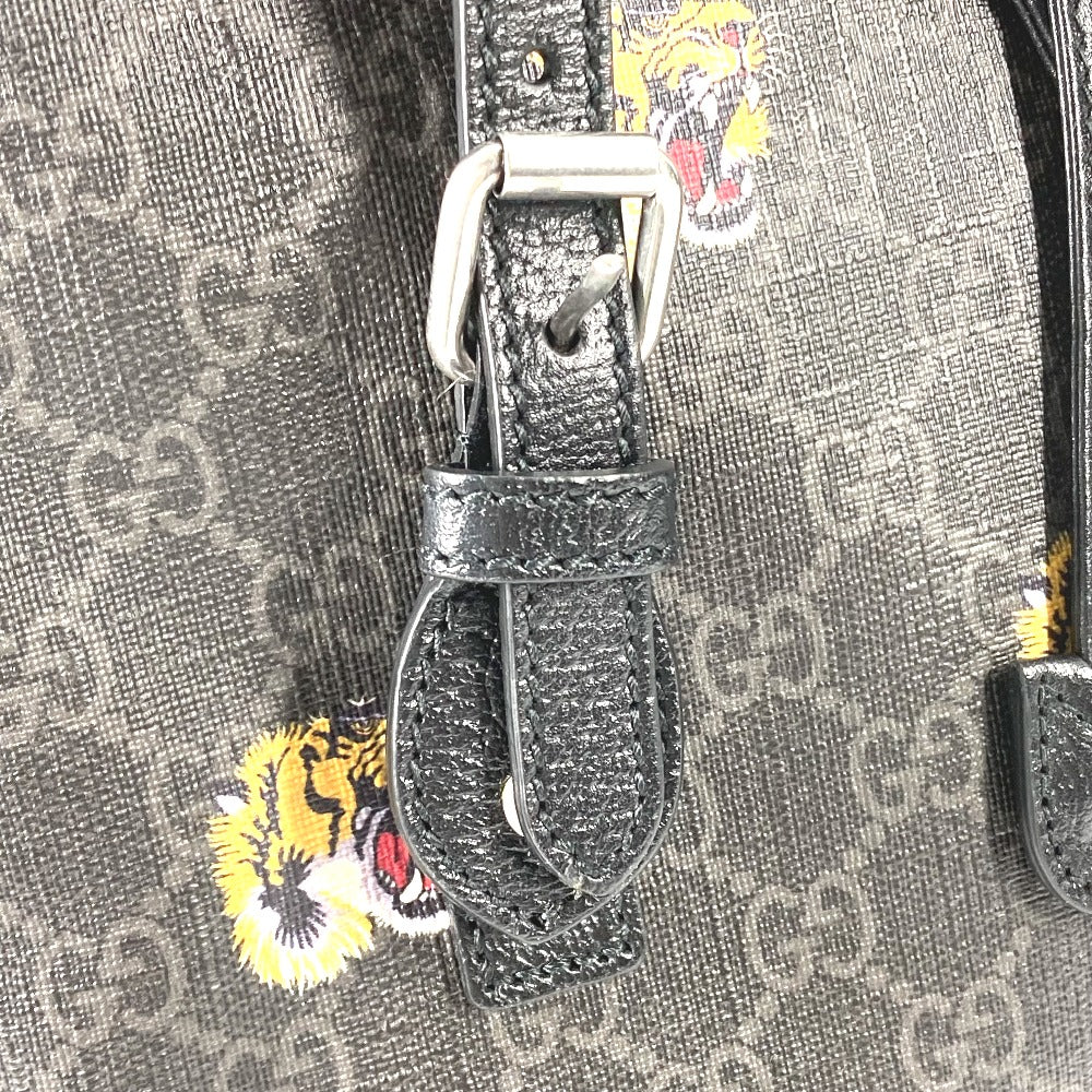 GUCCI 696013 インターロッキングG ミディアム バックパック タイガー トラ 虎 カバン リュックサック GGスプリームキャンバス メンズ ブラック
