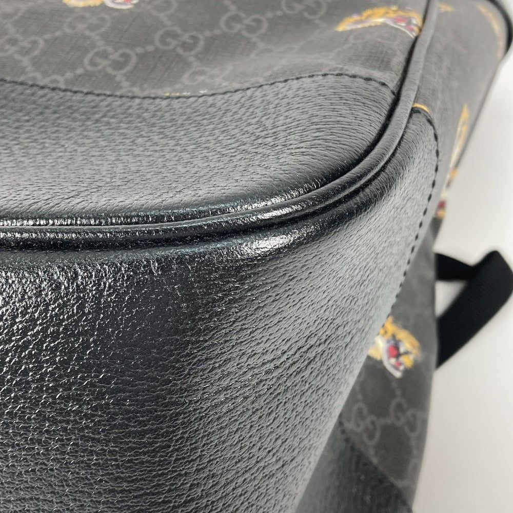 GUCCI 696013 インターロッキングG ミディアム バックパック タイガー トラ 虎 カバン リュックサック GGスプリームキャンバス メンズ ブラック