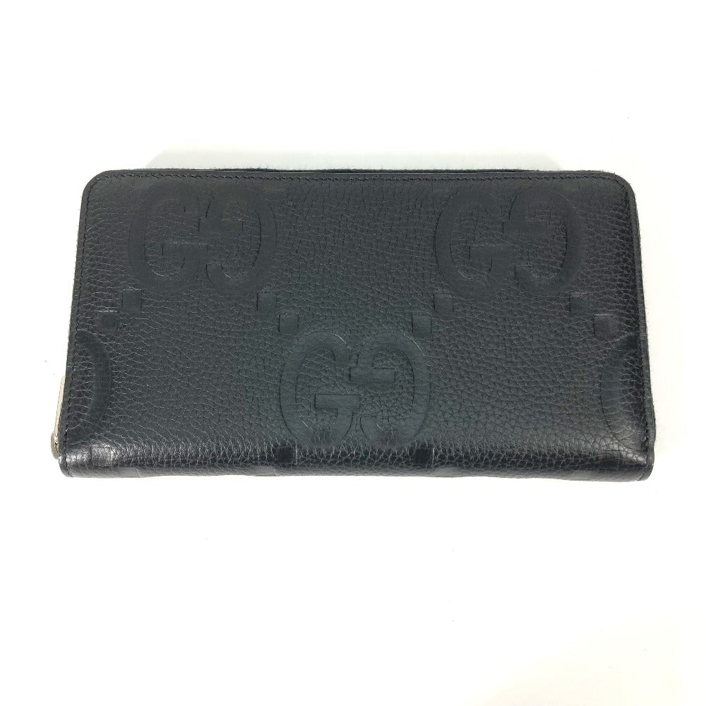 GUCCI 739482 ジャンボ GG ジップウォレット ラウンドファスナー 長財布 レザー メンズ ブラック