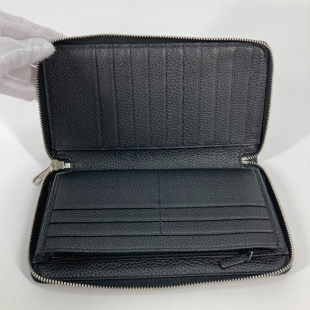 GUCCI 739482 ジャンボ GG ジップウォレット ラウンドファスナー 長財布 レザー メンズ ブラック