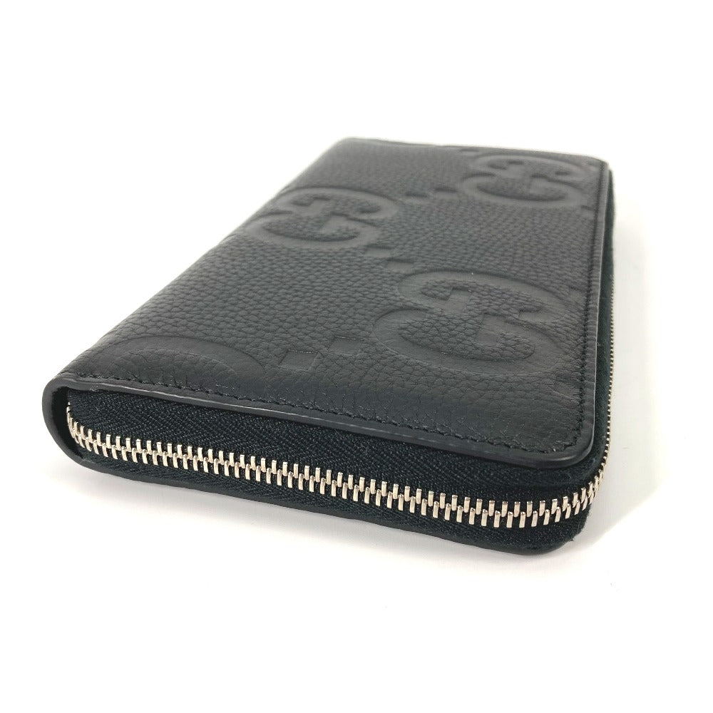 GUCCI 739482 ジャンボ GG ジップウォレット ラウンドファスナー 長財布 レザー メンズ ブラック