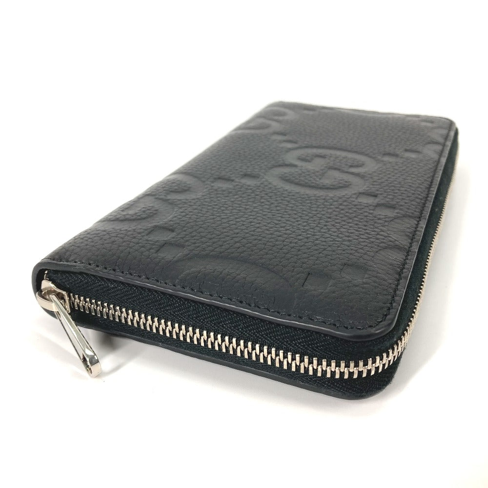 GUCCI 739482 ジャンボ GG ジップウォレット ラウンドファスナー 長財布 レザー メンズ ブラック