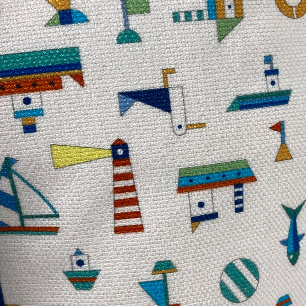HERMES マリンプリント プティシャルティエ 巾着バッグ 肩掛け ショルダーバッグ コットン キッズ ホワイト×ブルー
