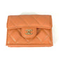 CHANEL AP0230 CC ココマーク マトラッセ キルティング コンパクトウォレット 3つ折り財布 ラムスキン レディース オレンジ