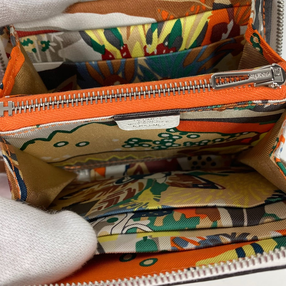 HERMES アザップ シルクイン コンパクト 小銭入れ 財布 コインケース レザー レディース ホワイト