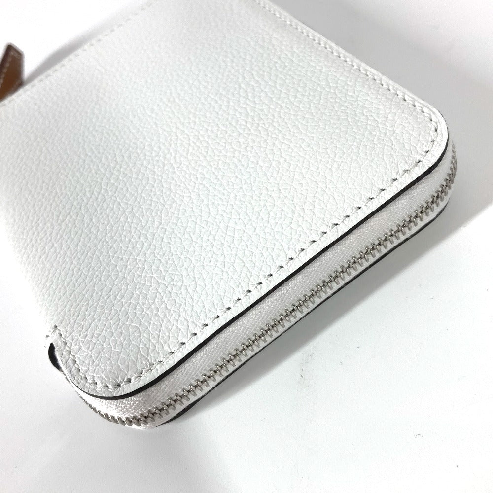 HERMES アザップ シルクイン コンパクト 小銭入れ 財布 コインケース レザー レディース ホワイト