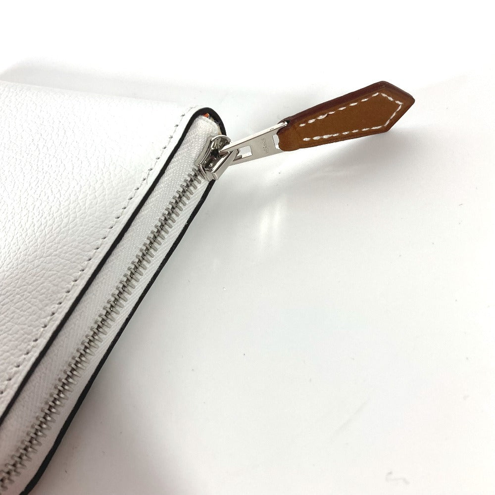 HERMES アザップ シルクイン コンパクト 小銭入れ 財布 コインケース レザー レディース ホワイト