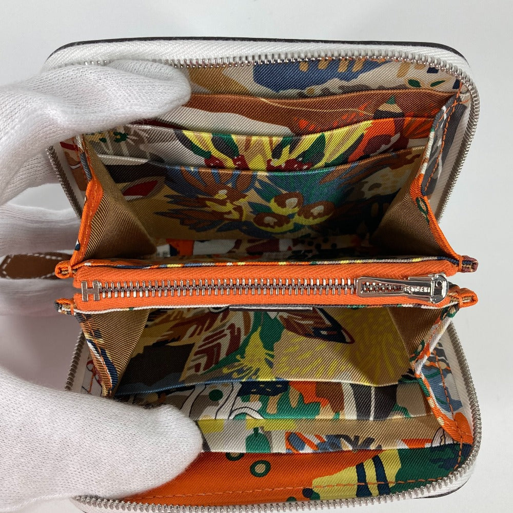 HERMES アザップ シルクイン コンパクト 小銭入れ 財布 コインケース レザー レディース ホワイト