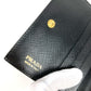 PRADA 1MV204 総柄 ロゴ コンパクトウォレット 2つ折り財布 レザー レディース ブラック