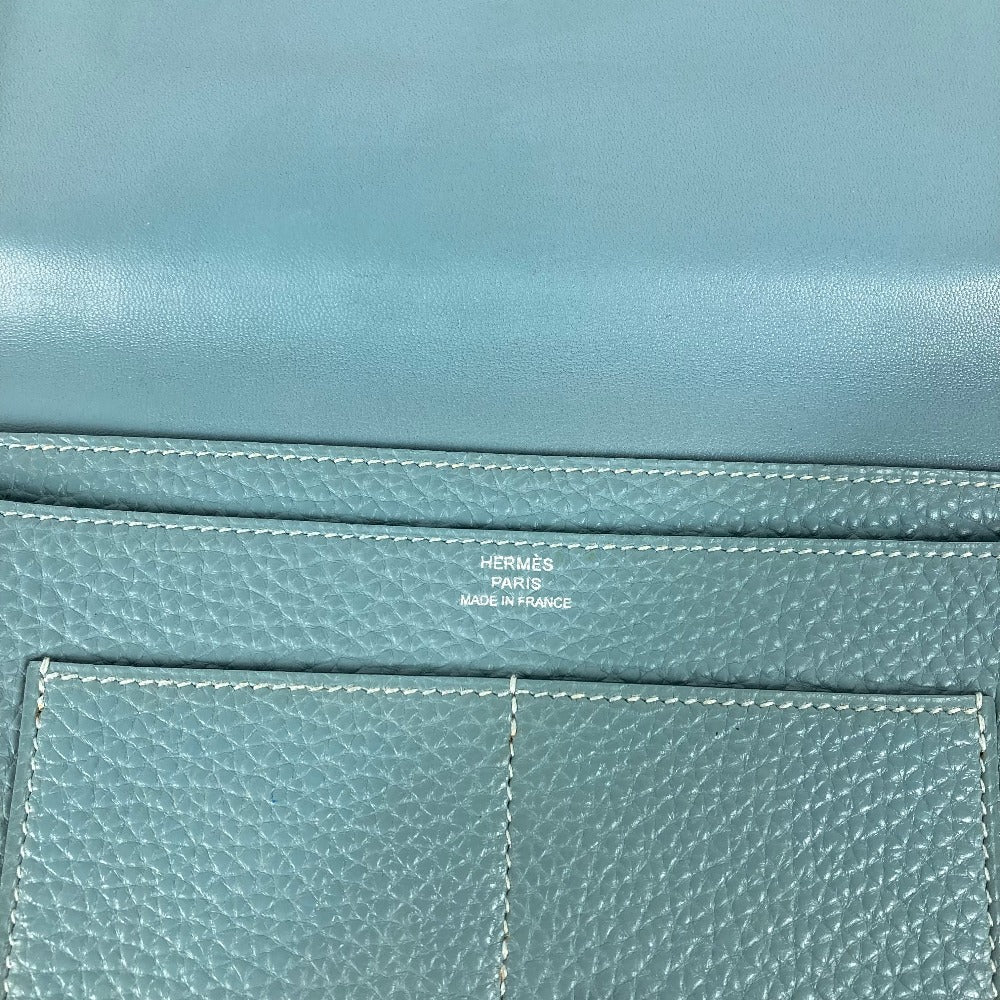 HERMES ロングウォレット ドゴンデュオ GM コインケース付き 小銭入れ 長財布 トゴ レディース ブルージーン ブルー