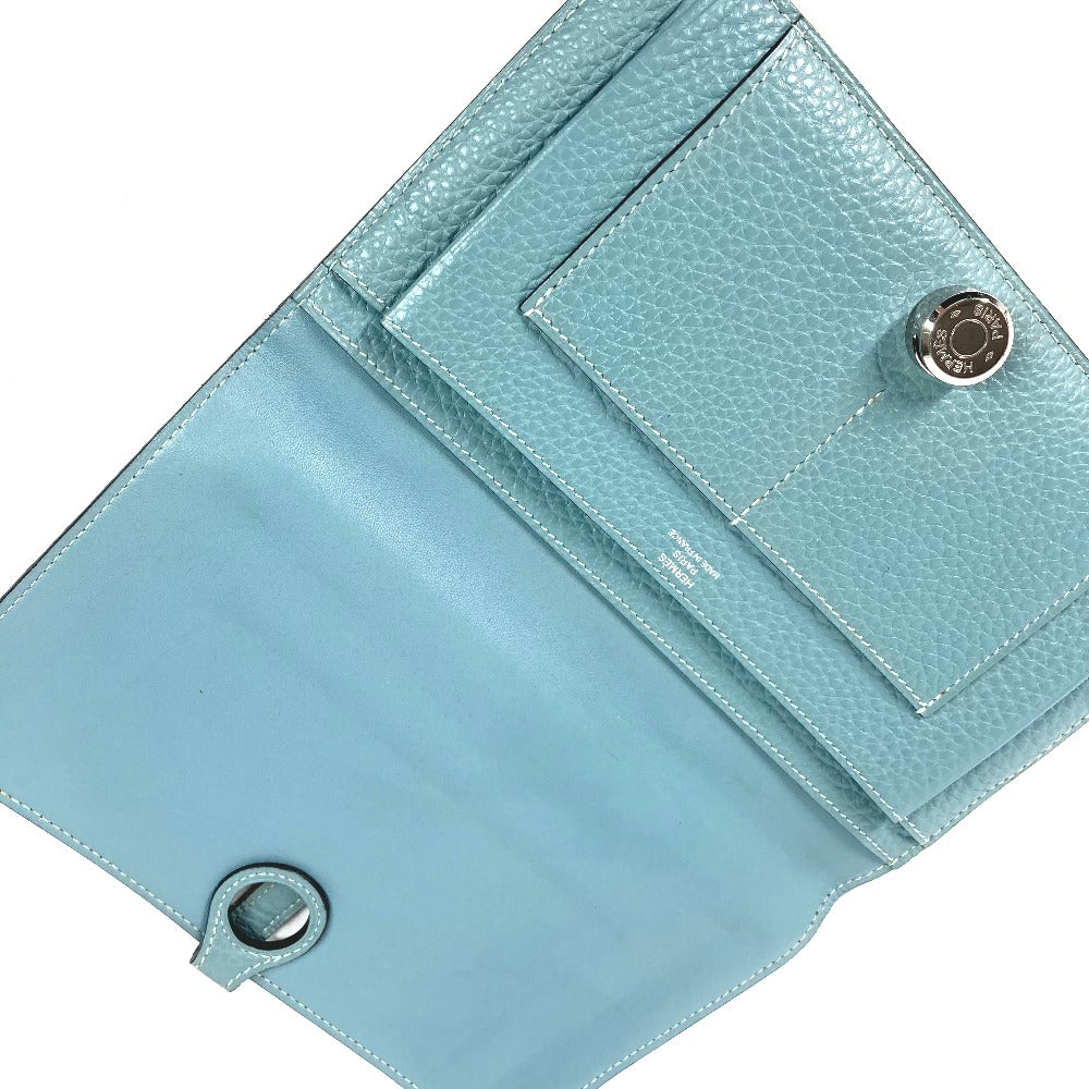 HERMES ロングウォレット ドゴンデュオ GM コインケース付き 小銭入れ 長財布 トゴ レディース ブルージーン ブルー