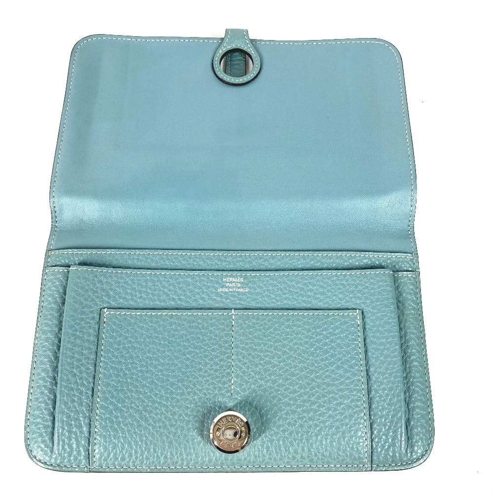 HERMES ロングウォレット ドゴンデュオ GM コインケース付き 小銭入れ 長財布 トゴ レディース ブルージーン ブルー
