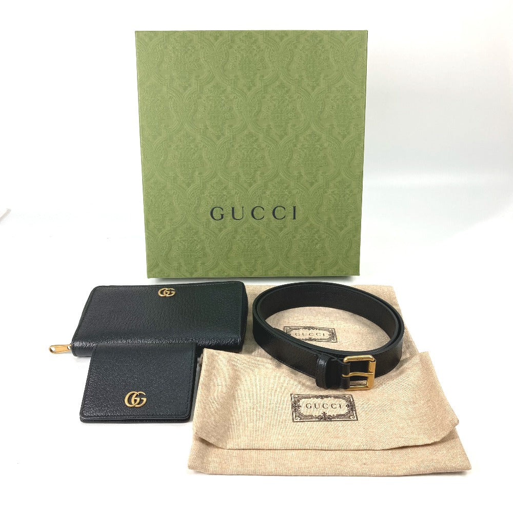 GUCCI 699304 ベルトバッグ ウエストバッグ GG ラウンドファスナー長財布＆カードケース＆ベルト 長財布 レザー メンズ ブラック