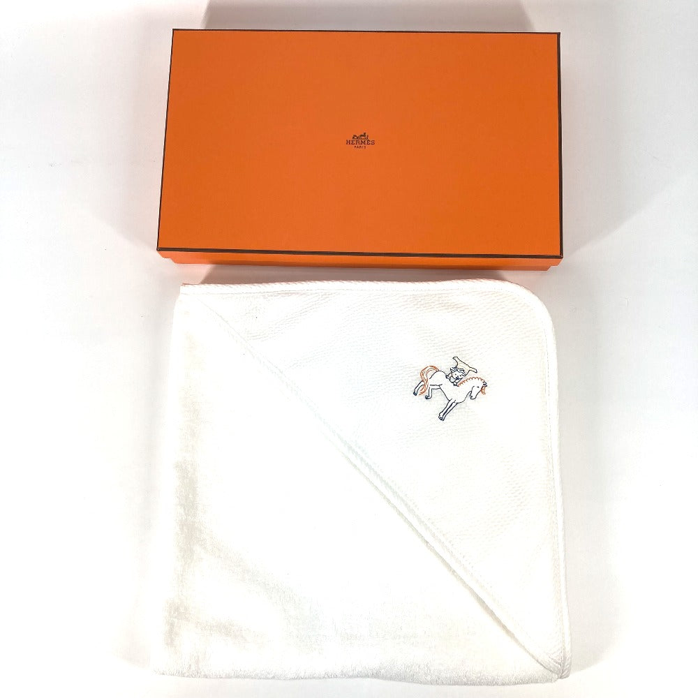 HERMES H103480M 01 バスラップ カブリオル ベビーバスタオル タオル コットン キッズ ブラン・クレーム ホワイト