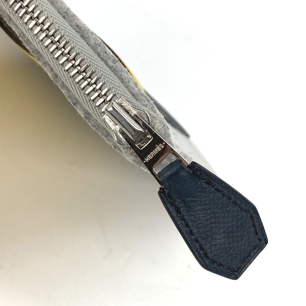 HERMES ポーチ トゥードゥー29 セカンドバッグ カバン クラッチバッグ フェルト メンズ グレー×イエロー