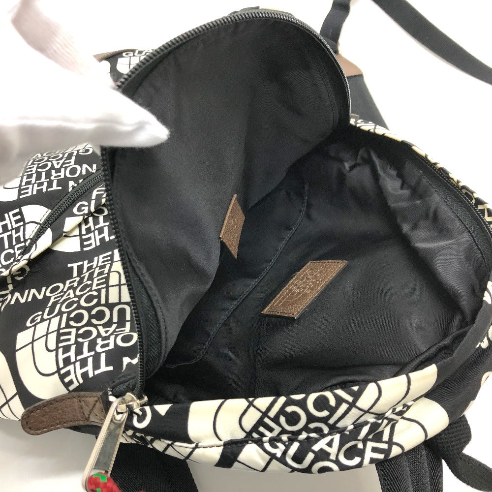 GUCCI 650288 GUCCI×THE NORTH FACE コラボ バックパック リュックサック ナイロン/レザー メンズ ブラック×ホワイト