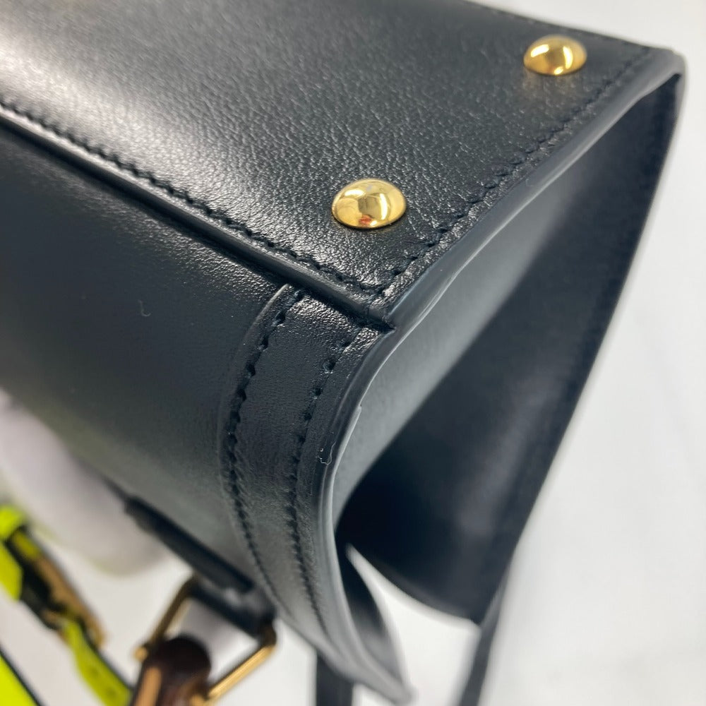 GUCCI 655661 ネオンカラーストラップ付 ダイアナ ミニ バンブー 2WAYハンドバッグ ショルダーバッグ 斜め掛け トートバッグ レザー レディース ブラック