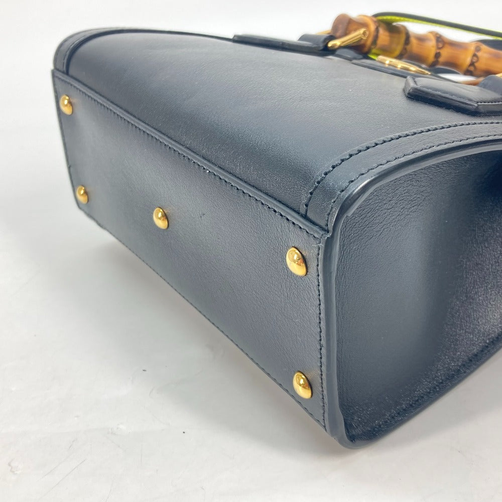 GUCCI 655661 ネオンカラーストラップ付 ダイアナ ミニ バンブー 2WAYハンドバッグ ショルダーバッグ 斜め掛け トートバッグ レザー レディース ブラック