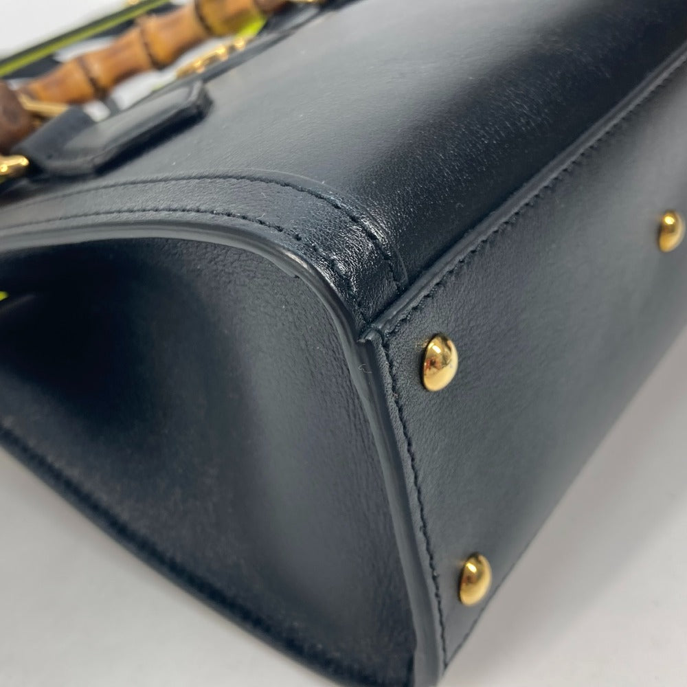 GUCCI 655661 ネオンカラーストラップ付 ダイアナ ミニ バンブー 2WAYハンドバッグ ショルダーバッグ 斜め掛け トートバッグ レザー レディース ブラック