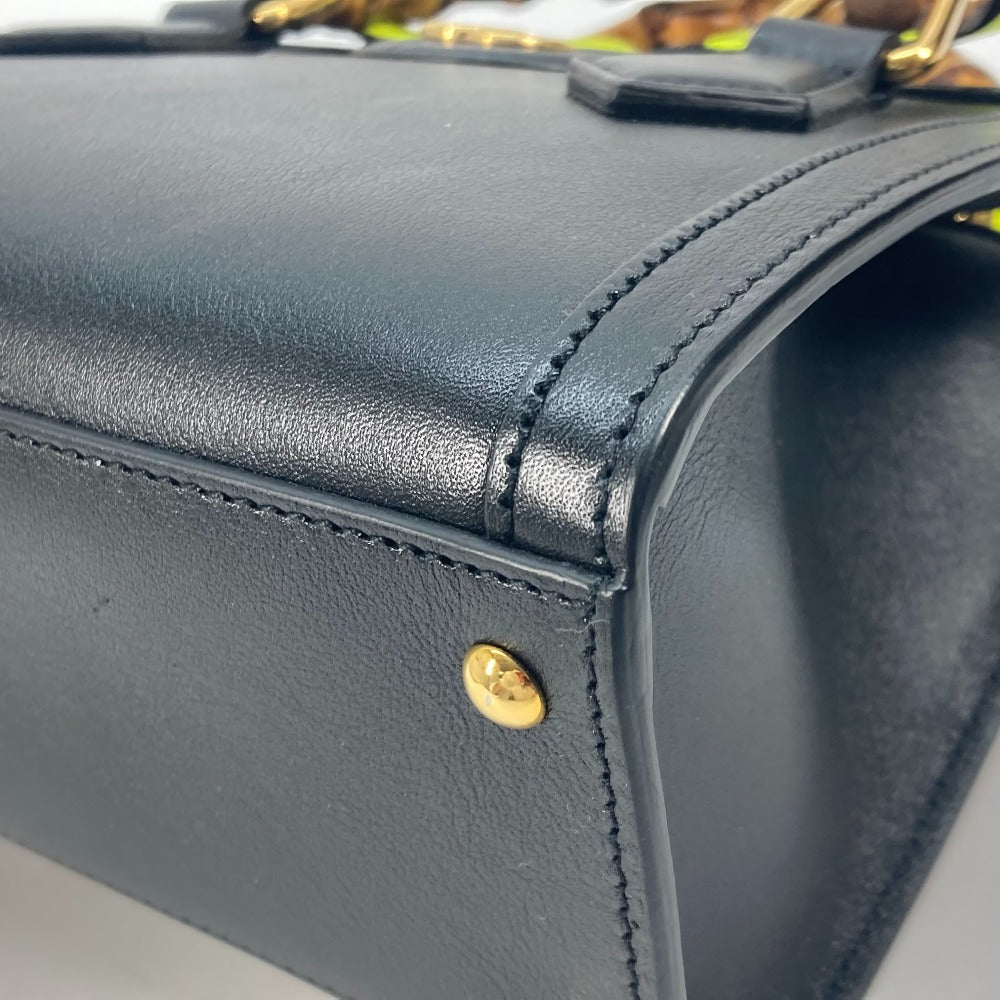 GUCCI 655661 ネオンカラーストラップ付 ダイアナ ミニ バンブー 2WAYハンドバッグ ショルダーバッグ 斜め掛け トートバッグ レザー レディース ブラック