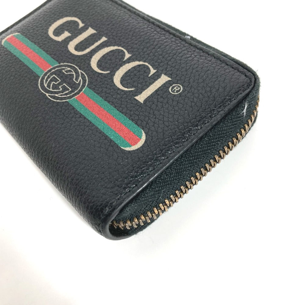 GUCCI 496319 小銭入れ 財布 ロゴ ラウンドファスナー コインケース レザー レディース ブラック