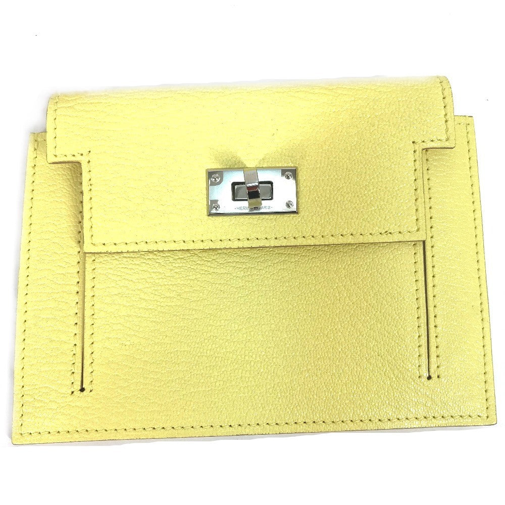 HERMES 小銭入れ ケリーポケット コンパクト 財布 コインケース シェーブル レディース イエロー