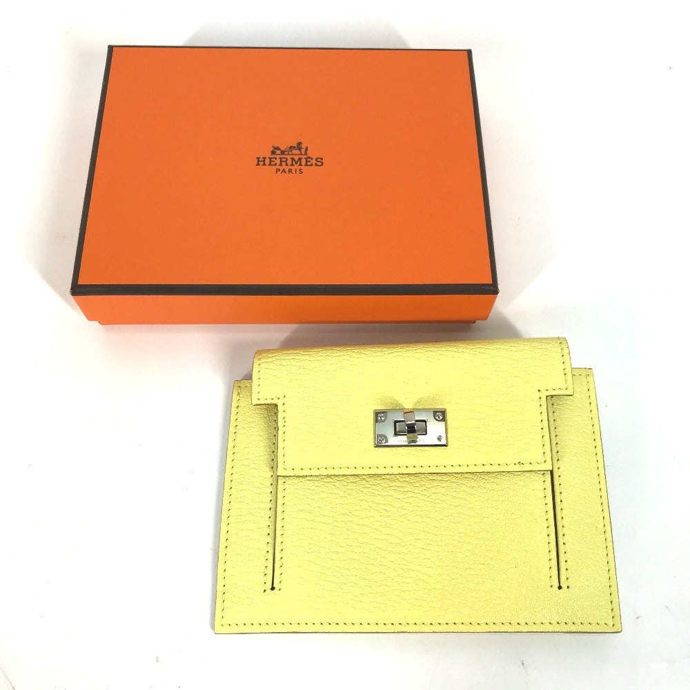 HERMES 小銭入れ ケリーポケット コンパクト 財布 コインケース シェーブル レディース イエロー
