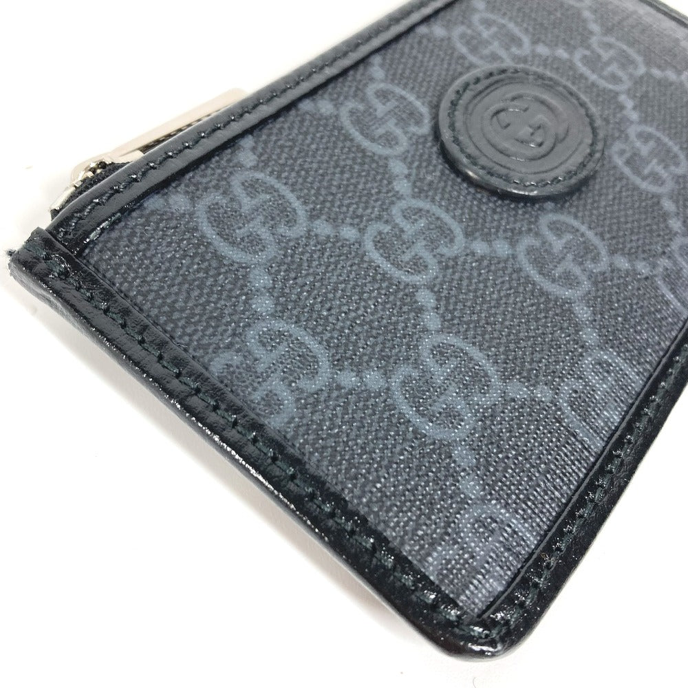 GUCCI 697717 GGスプリーム インターロッキングG カードケース フラグメントケース 財布 小銭入れ コインケース PVC/レザー メンズ ブラック
