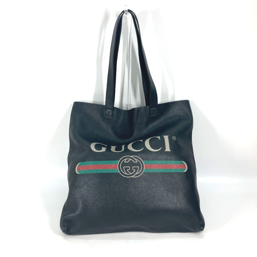 GUCCI 572768 シェリーライン ロゴプリント 肩掛け カバン ショルダーバッグ トートバッグ レザー ユニセックス ブラック