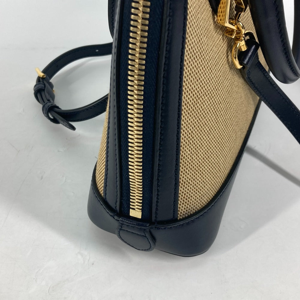 GUCCI 621220 ホースビット 1955 スモール トップハンドル 2WAY ショルダーバッグ 肩掛け 斜め掛け ハンドバッグ キャンバス/レザー レディース ベージュ×ダークネイビー
