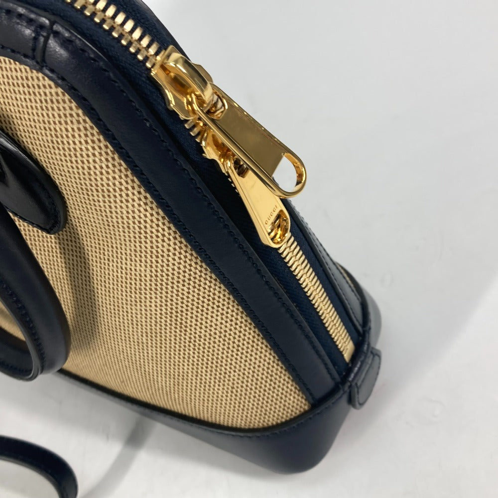 GUCCI 621220 ホースビット 1955 スモール トップハンドル 2WAY ショルダーバッグ 肩掛け 斜め掛け ハンドバッグ キャンバス/レザー レディース ベージュ×ダークネイビー