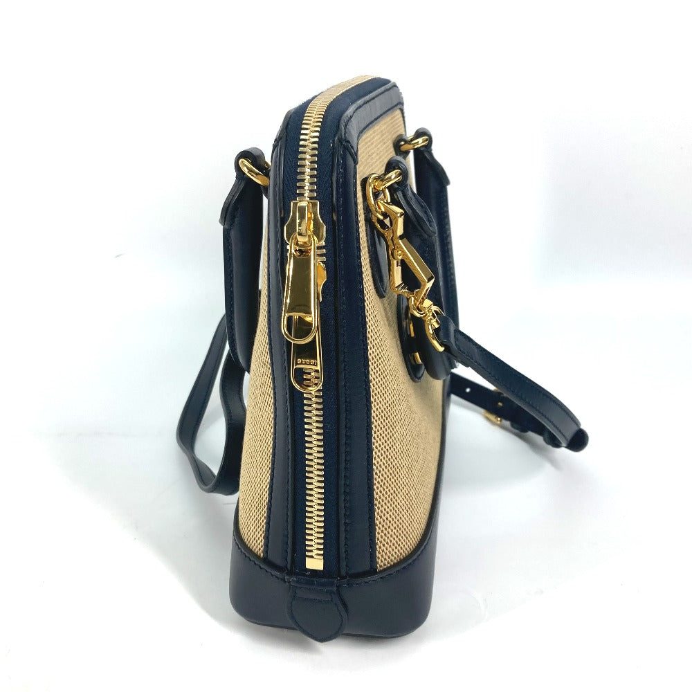 GUCCI 621220 ホースビット 1955 スモール トップハンドル 2WAY ショルダーバッグ 肩掛け 斜め掛け ハンドバッグ キャンバス/レザー レディース ベージュ×ダークネイビー