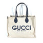 GUCCI 772176 日本限定 JAPAN ロゴ プリント ショルダーバッグ 肩掛け トートバッグ キャンバス/レザー レディース ベージュ系×ブラック