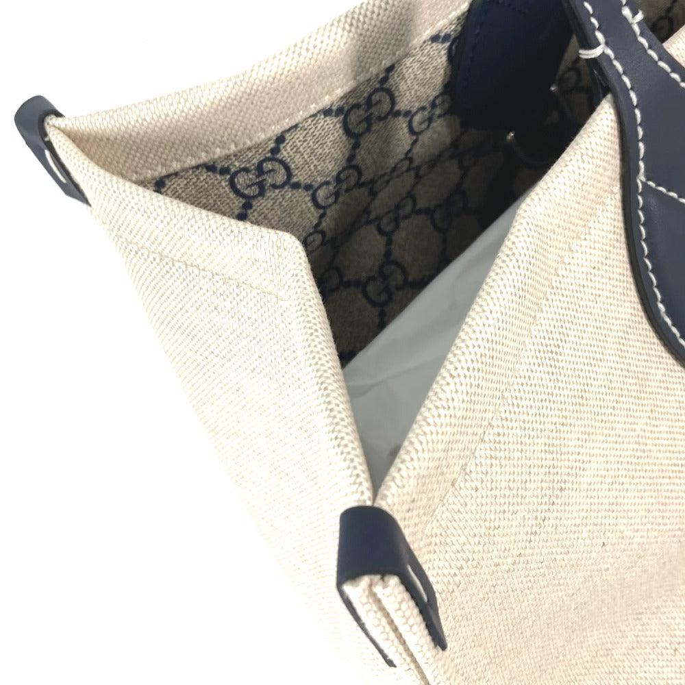GUCCI 772176 日本限定 JAPAN ロゴ プリント ショルダーバッグ 肩掛け トートバッグ キャンバス/レザー レディース ベージュ系×ブラック