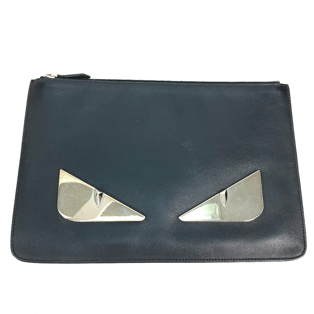 FENDI 7N0078 Monster Bugs Pouch/Clutch Bag in Black Leather for Men