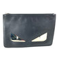 FENDI 7N0078 Monster Bugs Pouch/Clutch Bag in Black Leather for Men