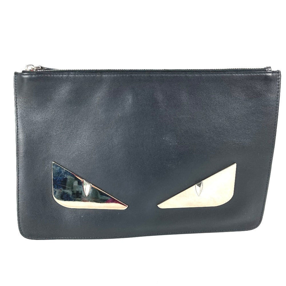 FENDI 7N0078 Monster Bugs Pouch/Clutch Bag in Black Leather for Men